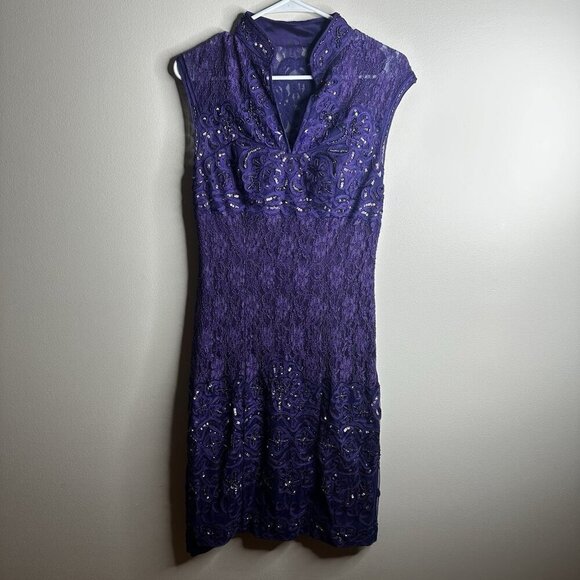 Sue Wong Nocturne Dress Size 8 Purple Beaded Corset Sequin Cocktail Goth Fairy - Picture 1 of 16